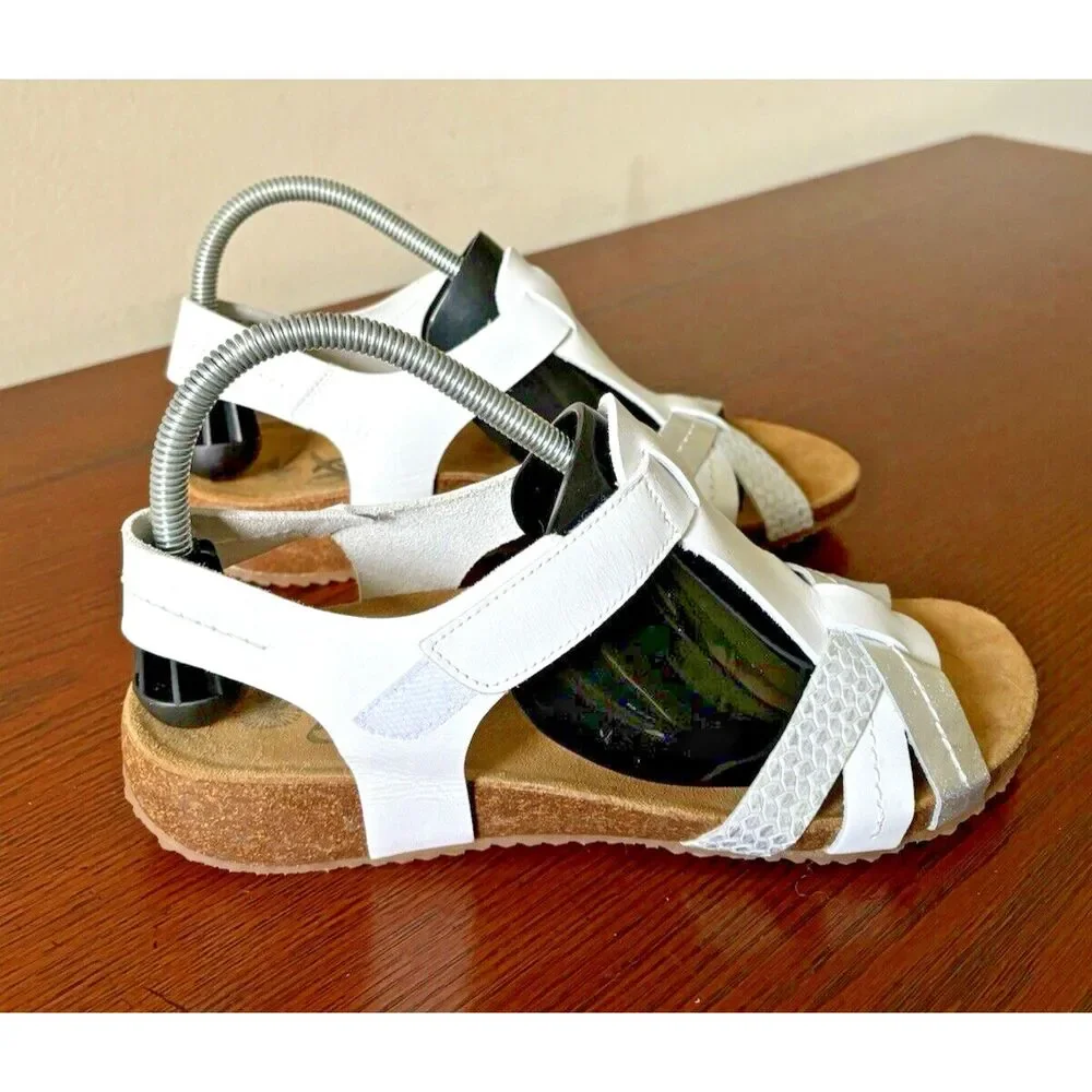 OTBT Jeanette White Leather Slingback Sandals Women's Size 10 Made in Spain NEW